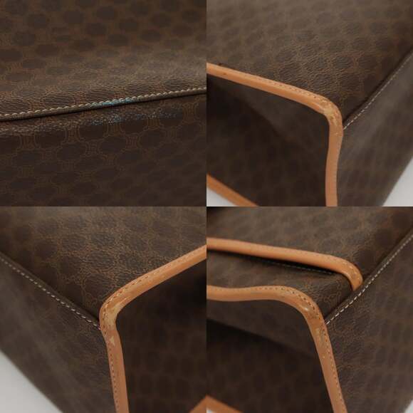 CELINE Macadam Canvas Shoulder Bag Pvc Leather Brown Gold - Picture 10 of 13